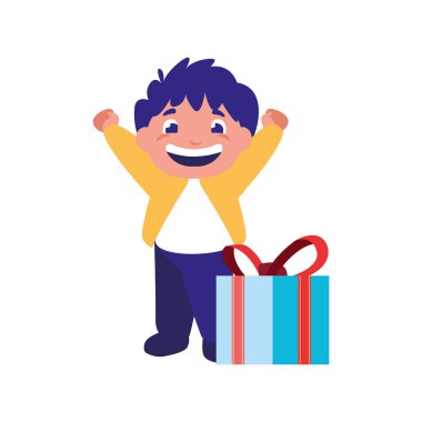 hediye kutusu kutlama ile mutlu çocuk