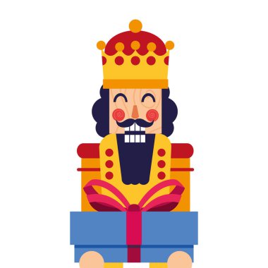 Noel Fındıkkıran hediye kutusu vektör çizim holding