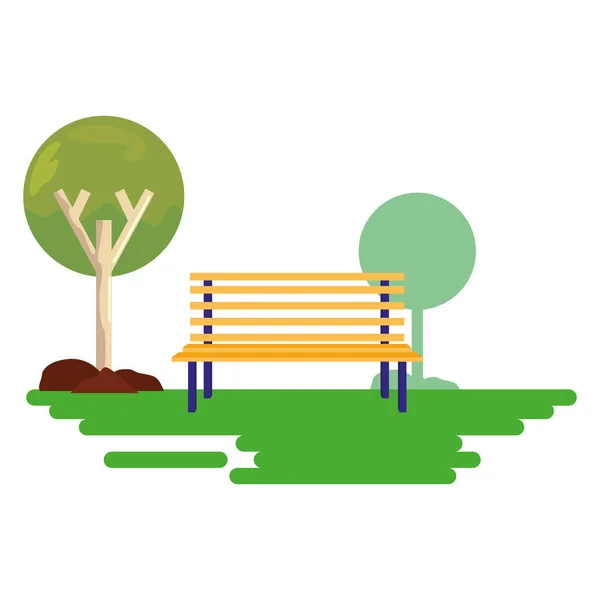 Parque banco árbol hierba paisaje — Vector de stock