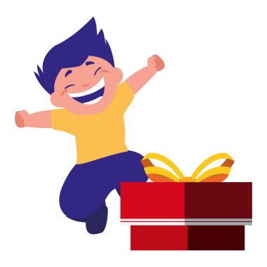 hediye kutusu kutlama ile mutlu çocuk
