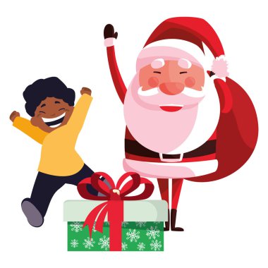 Noel Noel Baba ile çocuk ve hediye kutusu