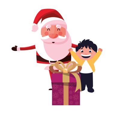 Noel Noel Baba ile çocuk ve hediye kutusu