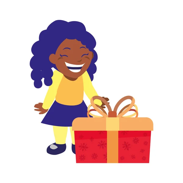 Chica feliz con caja de regalo celebración — Archivo Imágenes Vectoriales