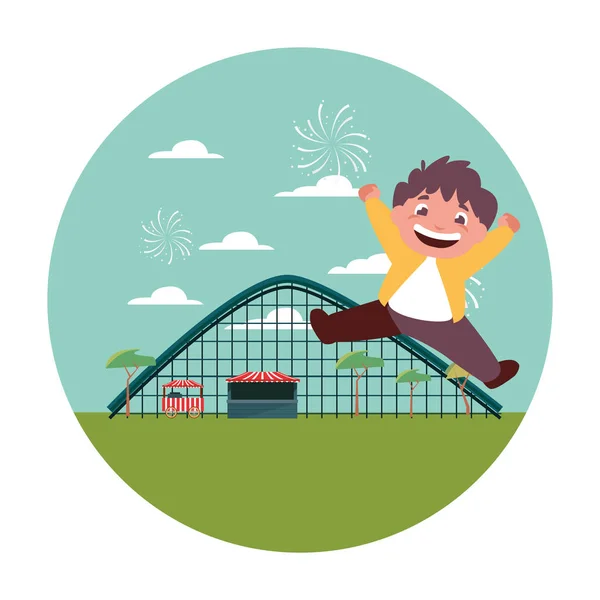 Mutlu Çocuk karnaval lunapark treni — Stok Vektör