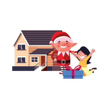 Noel elf kızı ve hediye ev ile