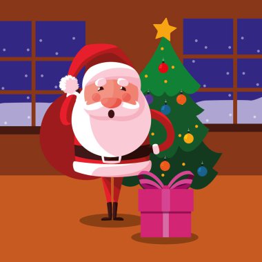 Noel Noel Baba hediye ve ağaç