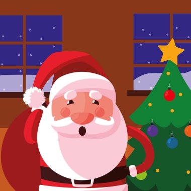 Noel Noel Baba hediye ve ağaç