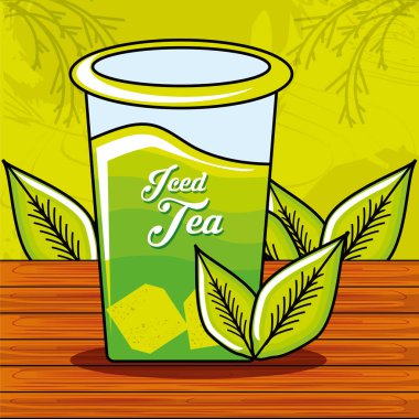 lezzetli buzlu çay ahşap tablo