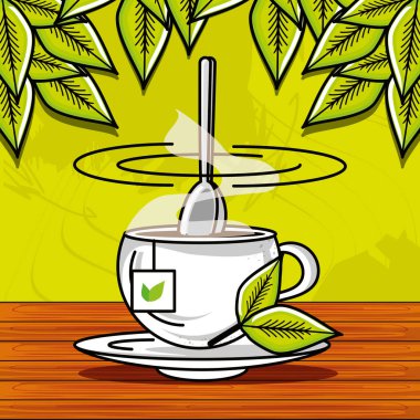 fincan çay sıcak otlar ile