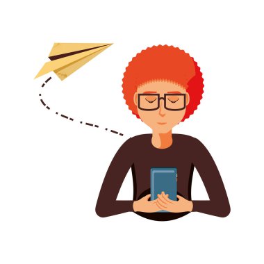 adam ile uçak kağıt ile smartphone