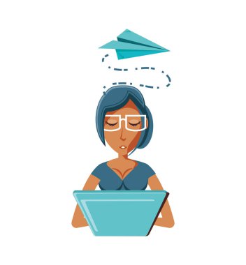 dizüstü bilgisayar ve uçak kağıt kadınla