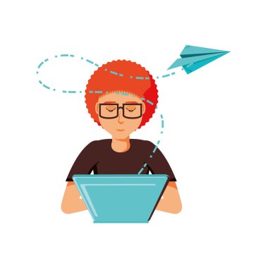 dizüstü bilgisayar ve uçak Kağıt adam