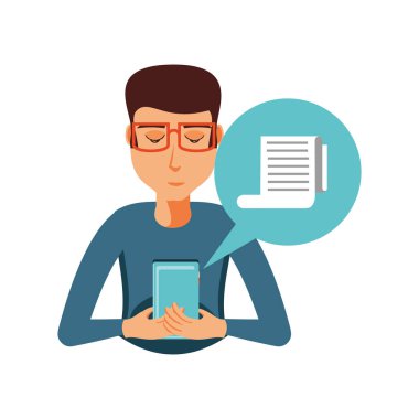 adam akıllı telefon ve kağıt alış irsaliyesinde konuşma balonu