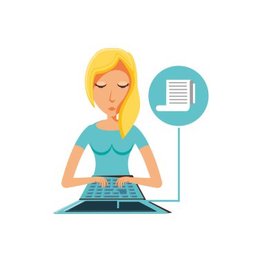 laptop ve kağıt giriş kadınla