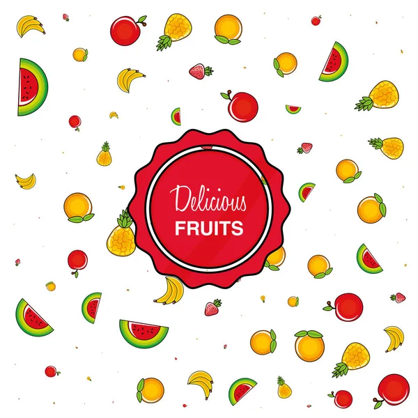 Patrón de frutas frescas y saludables — Vector de stock