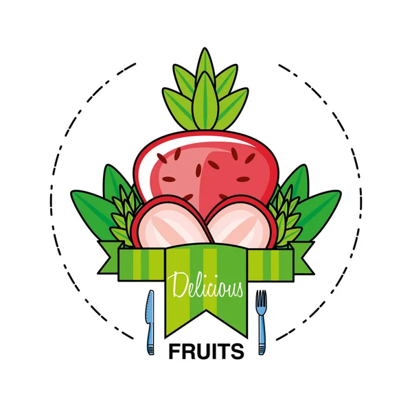 Fraises fraîches fruits icône isolée — Image vectorielle
