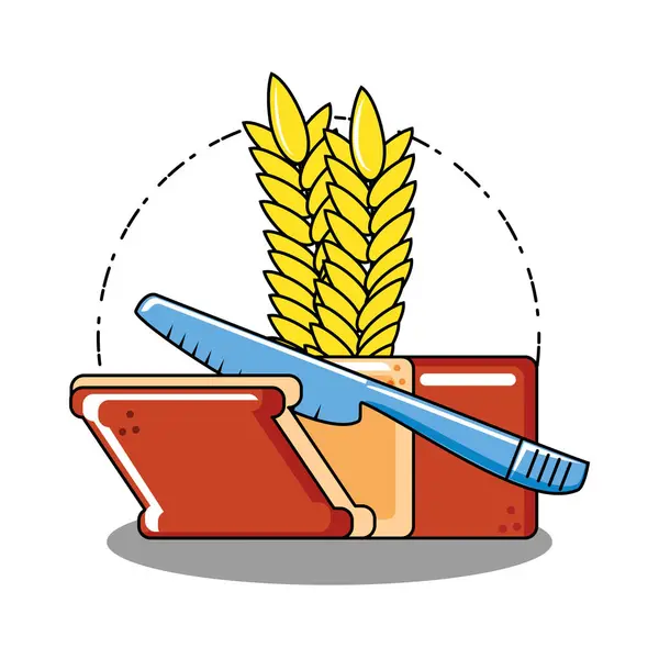 Délicieux pain avec pointe et couteau — Image vectorielle