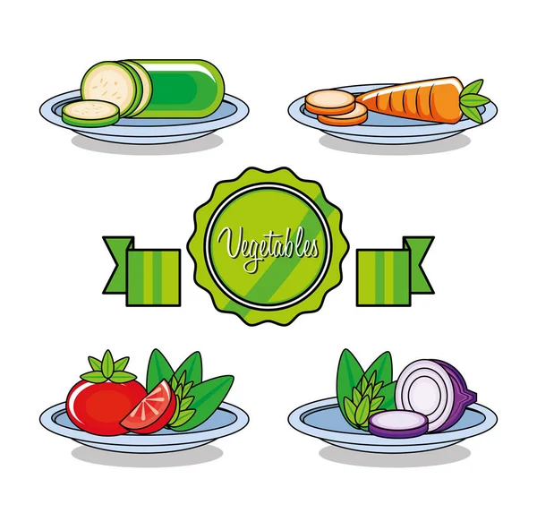 Fresh and delicious set of vegetables — Stock Vector