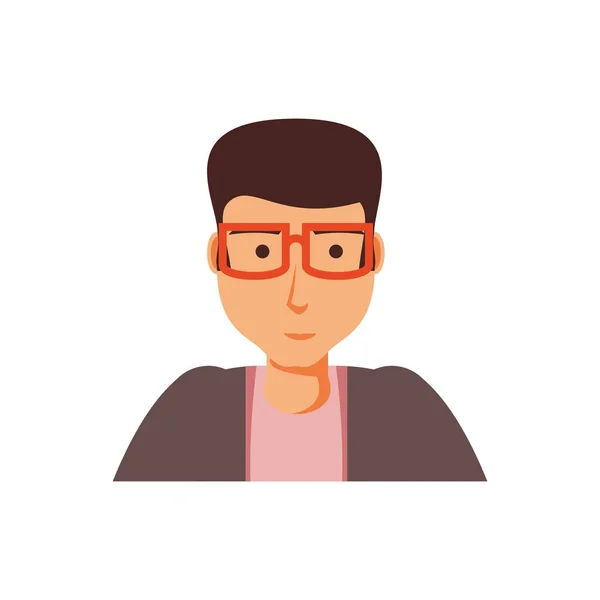 Jeune homme avec des lunettes avatar personnage — Image vectorielle
