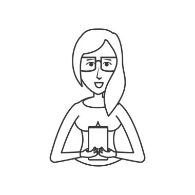 smartphone aygıtı izole simgesi olan kadın