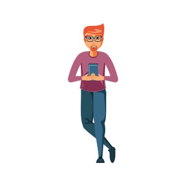 smartphone aygıt ile genç adam