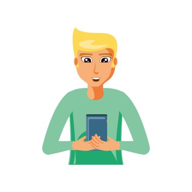 smartphone aygıt ile genç adam