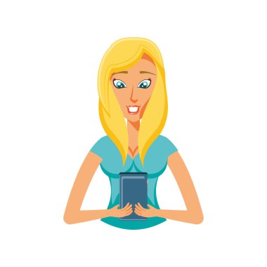 smartphone aygıtı izole simgesi olan kadın