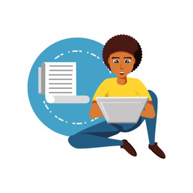 dizüstü bilgisayar ve kağıt faturalı oturan adam siyah