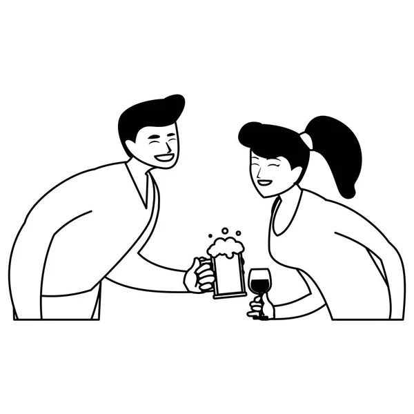Dibujos animados feliz pareja — Vector de stock