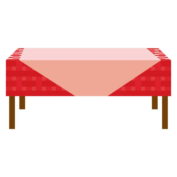 Tisch Mit Tischdecke Über Weißem Hintergrund Vektorillustration — Stockvektor