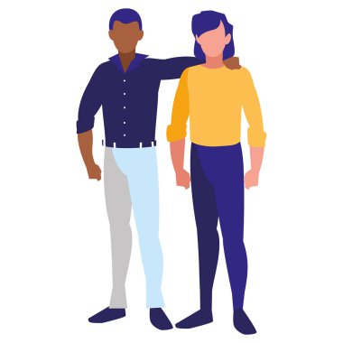 Avatar iki beyaz arka plan üzerinde vektör çizim rahat kıyafetler giymiş adam