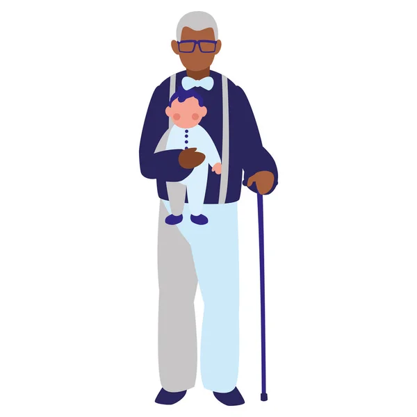 Hombre viejo y diseño de bebé — Vector de stock