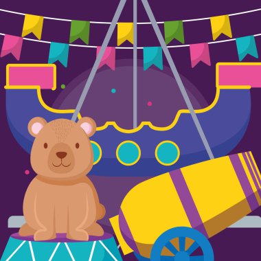 sevimli ayı teddy sirk öğeleri ile