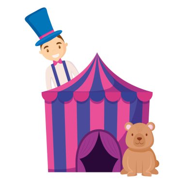 sirk çadırının ayı teddy ile