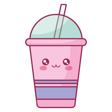 saman kawaii karakteri ile plastik bardak