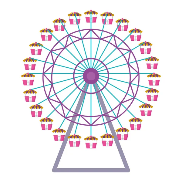 Panoramautsikt över ratten i nöjesparken — Stock vektor