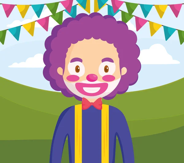 Payaso de circo personaje divertido — Vector de stock