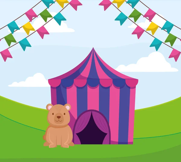 Cirkuszi sátor a bear teddy — Stock Vector