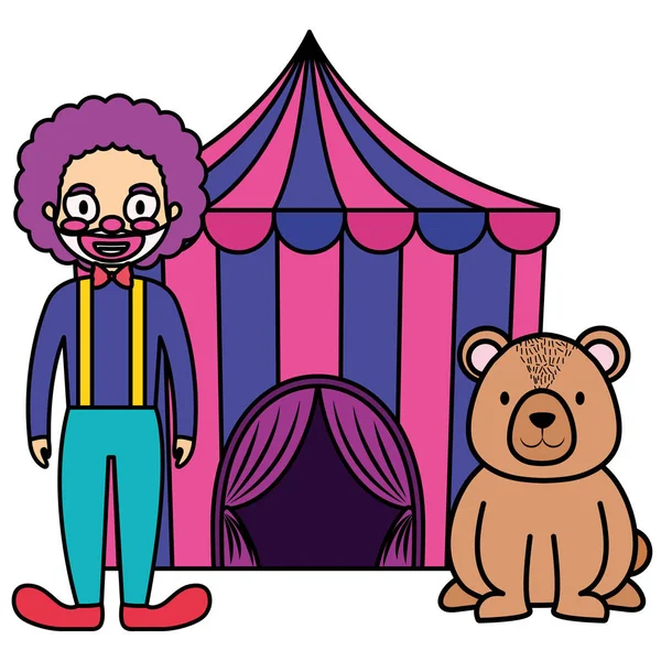 Tente de cirque avec ours en peluche — Image vectorielle