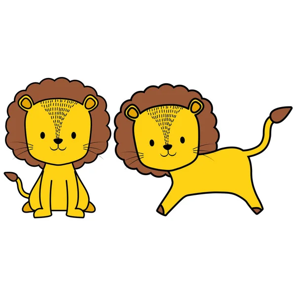 Lindo circo leones personajes — Vector de stock