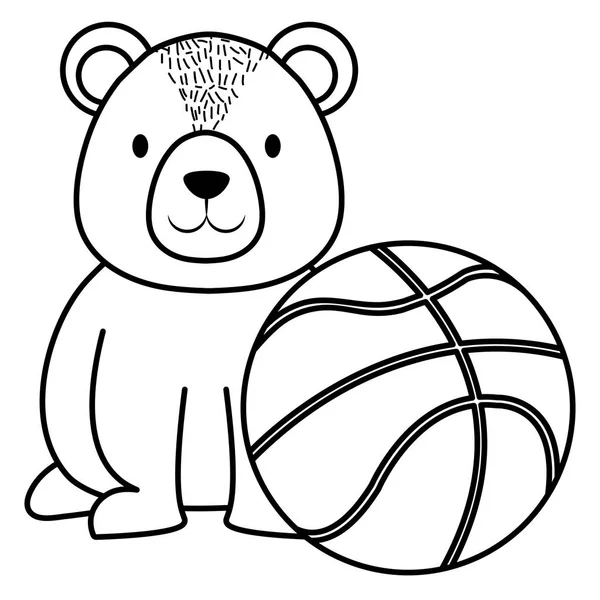 可爱的熊泰迪熊与篮子气球 — 图库矢量图片