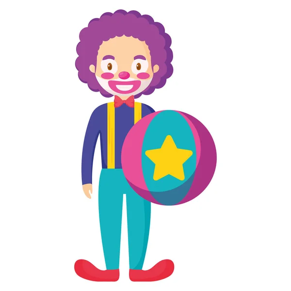 Payaso de circo con globo de plástico — Vector de stock