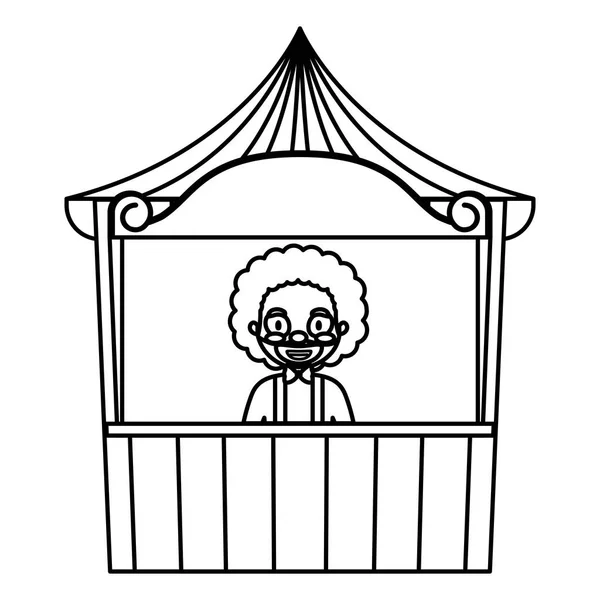 马戏团小丑在小亭 — 图库矢量图片
