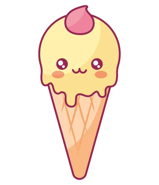 Lindo helado kawaii carácter — Archivo Imágenes Vectoriales