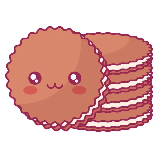 Cute cookies kawaii tekens — Stockvector
