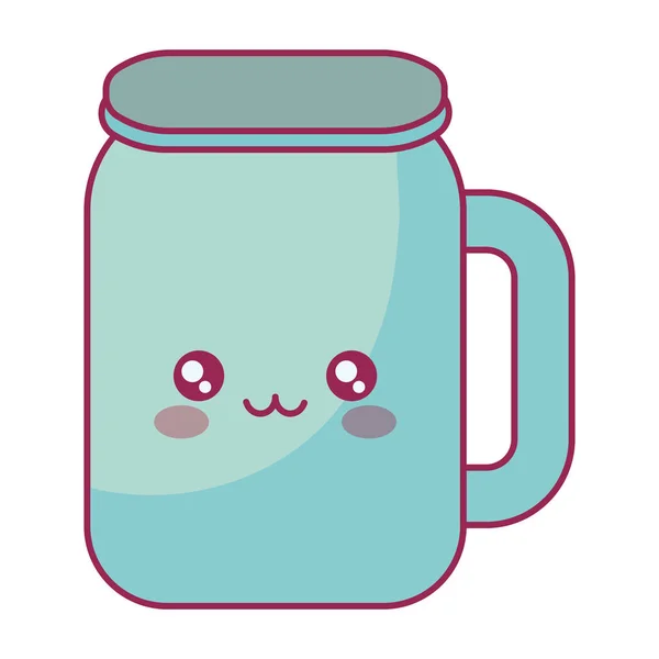 Cute beverage jar kawaii character — Stock Vector