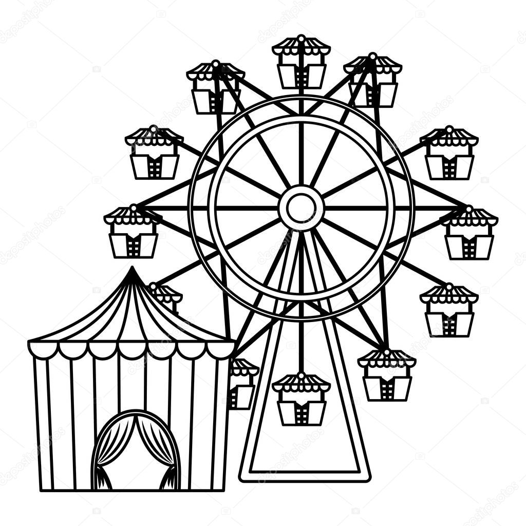 circus tent with ring and wheel