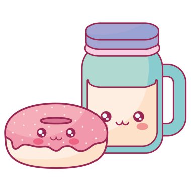 içki kavanoz kawaii karakterlerle tatlı çörek