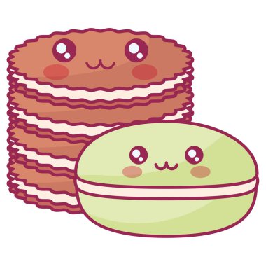 tatlı şeker çerezleri kawaii karakterlerle