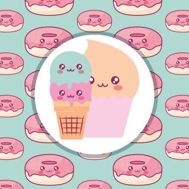 lezzetli kek kutlama kawaii karakter